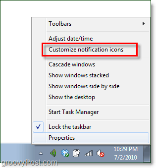 kohandage Windows 7 süsteemisalve teatisi