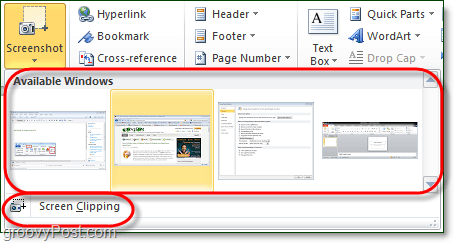 ekraanipildi tööriistal on kontoris 2010 kaks võimalust