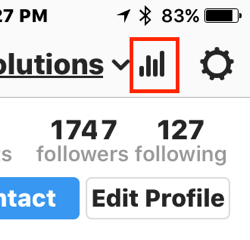 Instagrami statistikale juurdepääsu saamiseks puudutage ribariba ikooni.