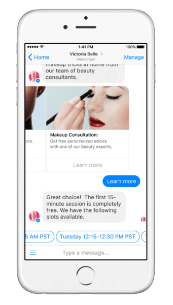 Facebook Messenger pakub määratletud kaasamismudeleid, sealhulgas vastuste ajapõhised kriteeriumid ja tellimuste standardid.