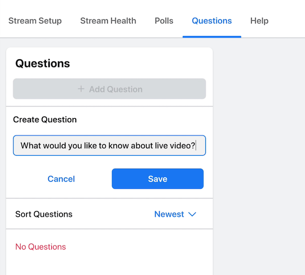 facebooki otseülekande võimalus postitada küsimus oma vaatajatele ja publikule, kellele saate saate ajal vastata