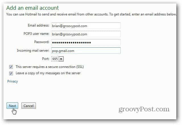 Kuidas lisada Gmaili saidile Outlook.com