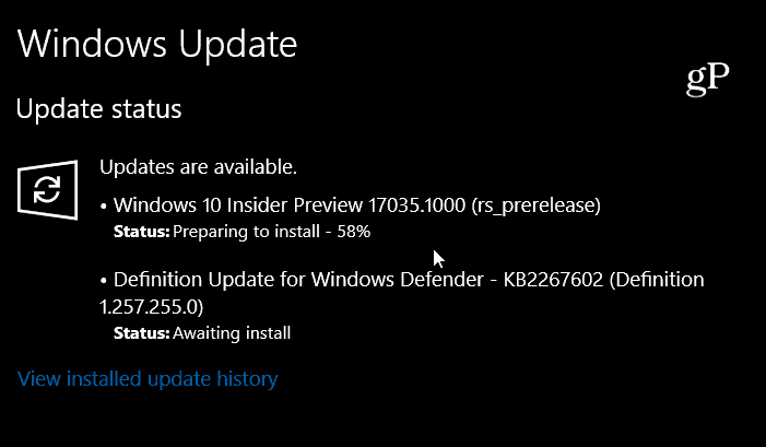 Windows 10 eelvaateversioon 17035