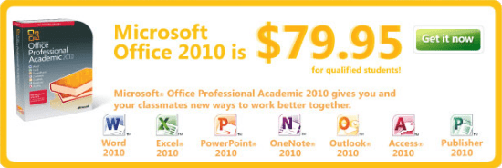 Kolledži üliõpilaste allahindlus - Office 2010 hariduslik / akadeemiline versioon on nüüd saadaval