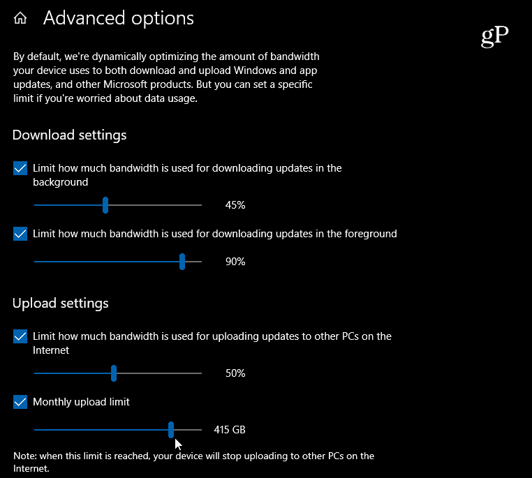 Windows 10 määrake ribalaiuse sätete allalaadimine ja üleslaadimine