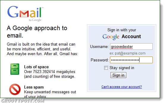 Gmaili lähenemine e-posti teel sisselogimisele