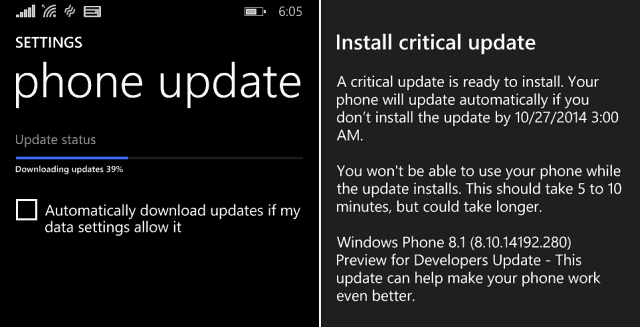 Windows Phone 8-1 kriitiline värskendus