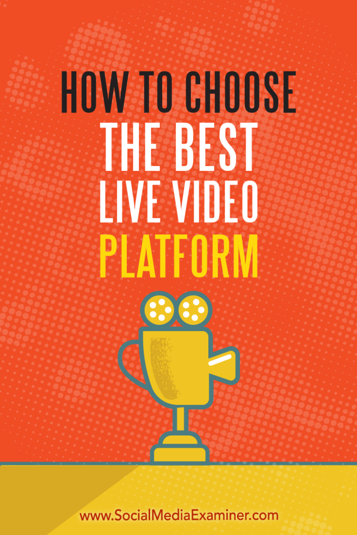 Kuidas valida parim Live Video platvorm Joel Commilt sotsiaalmeedia eksamineerijal.