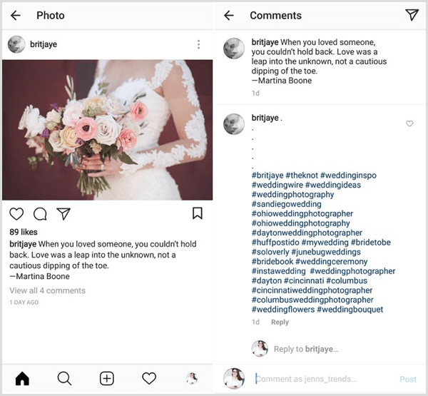 näide Instagrami postitusest, milles on kombineeritud sisu, tööstus, nišš ja brändi hashtagid