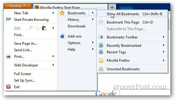 Järjehoidjate taastamine Firefox 1