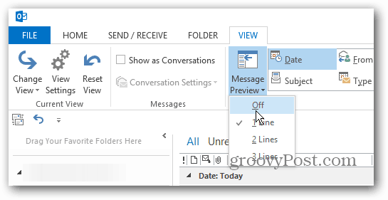 Kuidas kohandada sõnumi eelvaadet rakenduses Outlook 2013