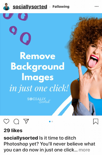 Sotsiaalselt sorteeritud Instagrami postitus heleda fontiga tumedamal taustal