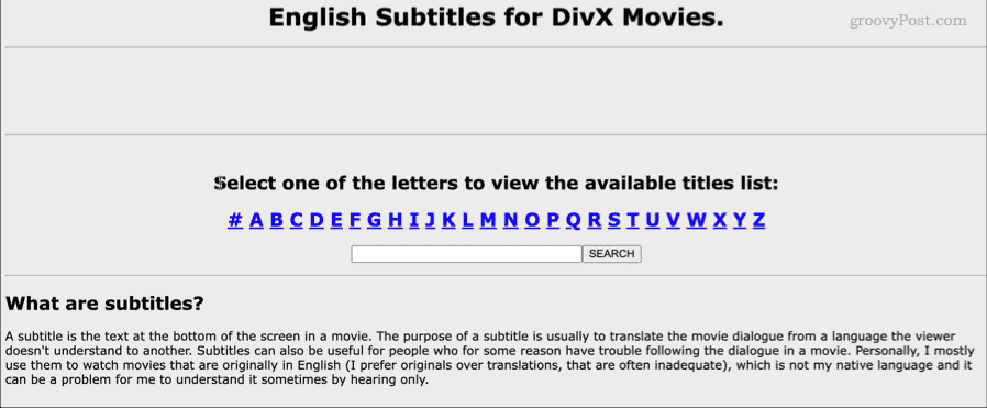 Divx filmide kodulehe ingliskeelsed subtiitrid