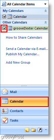 Outlook 2007 kalendri ekraanipilt - teise kalendri lisamine