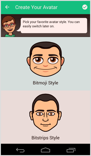 bitmoji vali avatari stiil