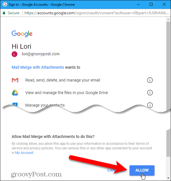 Luba juurdepääs Gmaili kontole