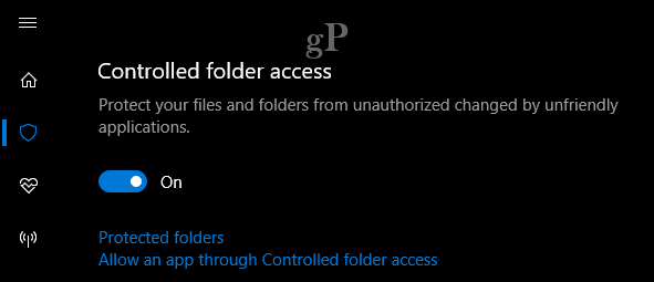 Windows 10 kontrollitud kausta juurdepääsu lunavara