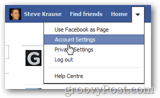 Facebooki klõpsamise konto seaded