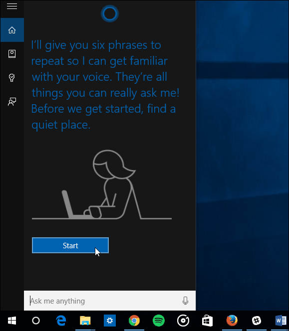 Peatage Cortana ärkamine taustmürast