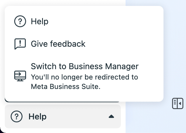 Meta Business Suite'i valiku Switch to Business Manager pilt