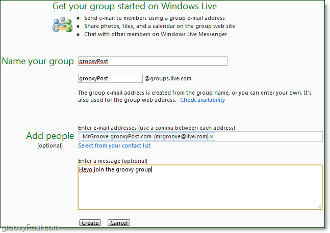 looge Windows Live'i grupp