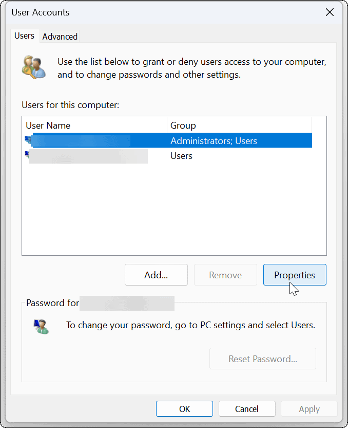 konto atribuudid Windows 11