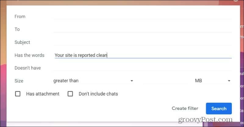 gmaili filtri sisendite seadistamine