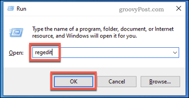 Windows käivitab käivita Regediti
