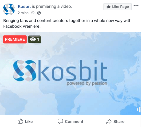 Facebooki esietendus Kosbit, video esietendus