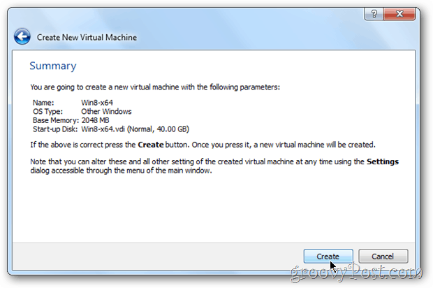 VirtualBoxi kokkuvõte Vm Windows 8