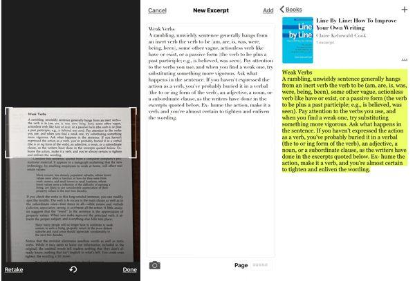 Väljavõte - iOS-i rakendus Book Highlighter, kuidas teha raamatust lõigu ekraanipilti