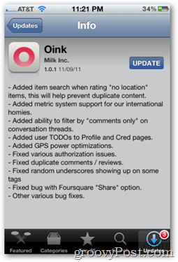 Oink 1.0.1 värskendus Apple App Store'ist