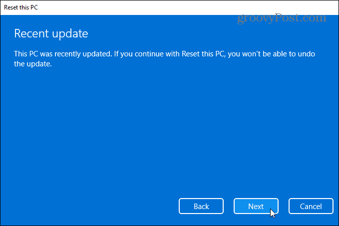 hiljutine värskendus Windows 11