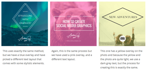 Looge sotsiaalmeedia piltide erinevad variatsioonid.
