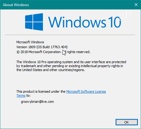 Windows 10 ehitamine 17763-404