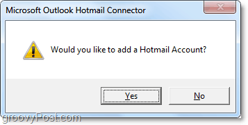 lisage konnektori tööriista abil Outlooki jaoks hotmaili konto