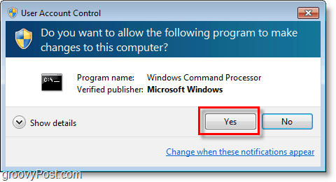 Windows 7 ekraanipilt - läbib cmd admin uac