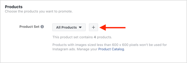 Valige tooted, mida oma Facebooki dünaamiliste reklaamide kampaanias reklaamida.