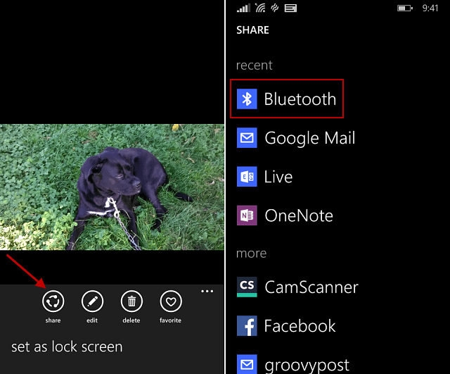 Windows Phone 8.1 näpunäide: jagage faile Bluetoothi ​​kaudu