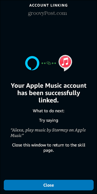 ühendatud alexa Apple Music konto