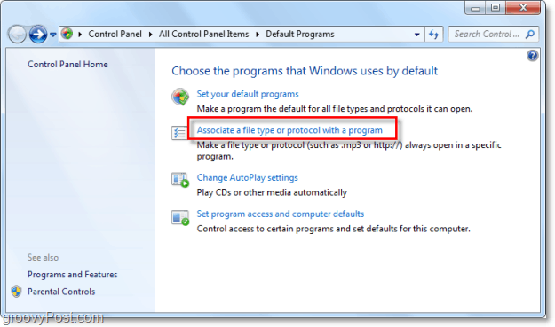failiühenduste muutmine Windows 7-s