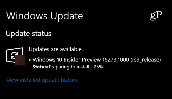 Windows 10 Insideri eelvaade Ehitage 16273 personaalarvuti jaoks saadaval