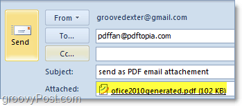 Automaatselt teisendatud ja lisatud pdf-faili saatmine väljavaatesse 2010