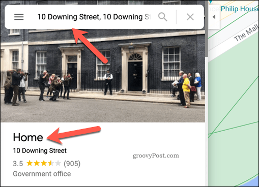 Koduaadressi näide Google Mapsis