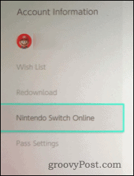 Nintendo Switchi konto teave