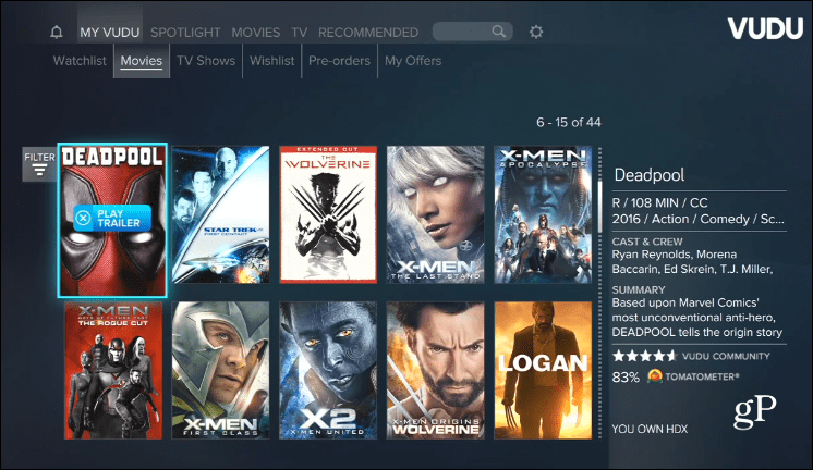 Vudu Xbox One'i filmid kõikjal