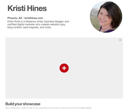 Uurige, kas teil on funktsioon Pinterest Showcase.