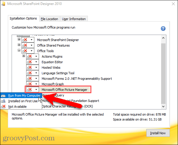 Luba rakenduses Sharepoint Designer installida Microsoft Office Picture Manageri käitamine minu arvutist