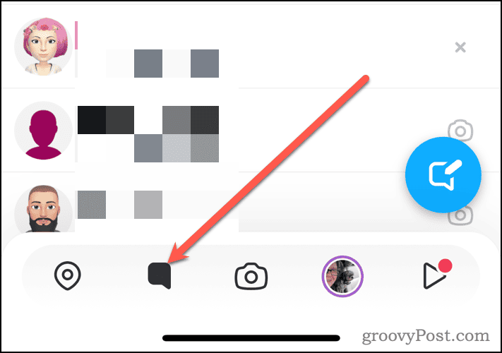 Juurdepääs vestluste lehele Snapchatis