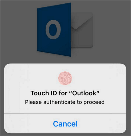 Puudutage ID Outlook iPhone